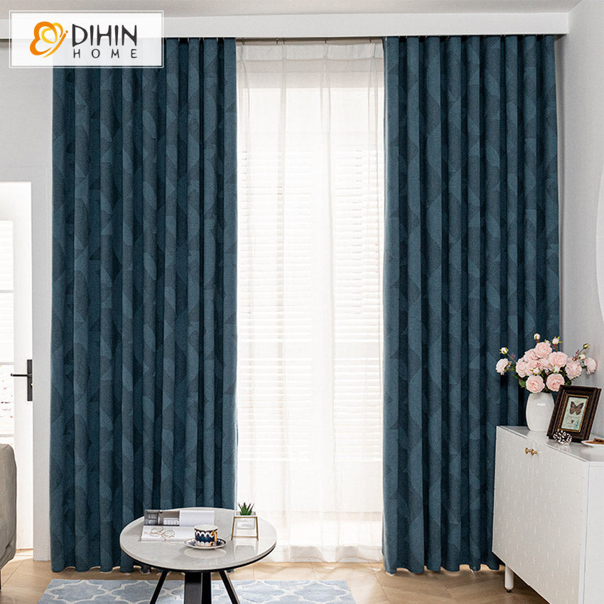 DIHIN HOME Retro Blue Jacquard Curtains,Grommet Window Curtain for Living Room ,52x63-inch,1 Panel Roman Shades Curtains Window Blinds custom curtains blackout curtains curtains for living room sheer curtains curtain fabric linen curtains kitchen curtains velvet curtains pinch pleat curtains bay window curtains outdoor curtains pleated curtains floral curtains dining room curtains kitchen valances drapes for bedroom patio curtains nursery curtains grommet curtains