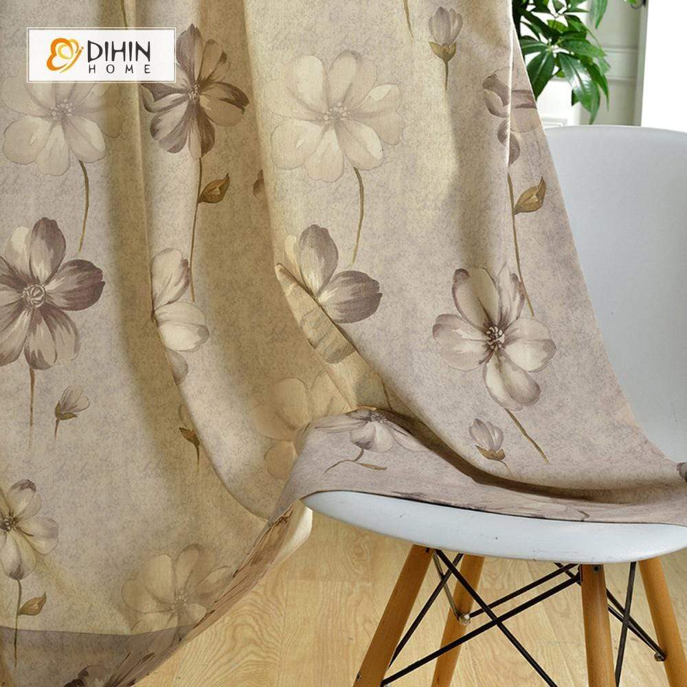 DIHIN HOME Retro Flowers Printed，Blackout Grommet Window Curtain for Living Room ,52x63-inch,1 Panel Roman Shades Curtains Window Blinds custom curtains blackout curtains curtains for living room sheer curtains curtain fabric linen curtains kitchen curtains velvet curtains pinch pleat curtains bay window curtains outdoor curtains pleated curtains floral curtains dining room curtains kitchen valances drapes for bedroom patio curtains nursery curtains grommet curtains