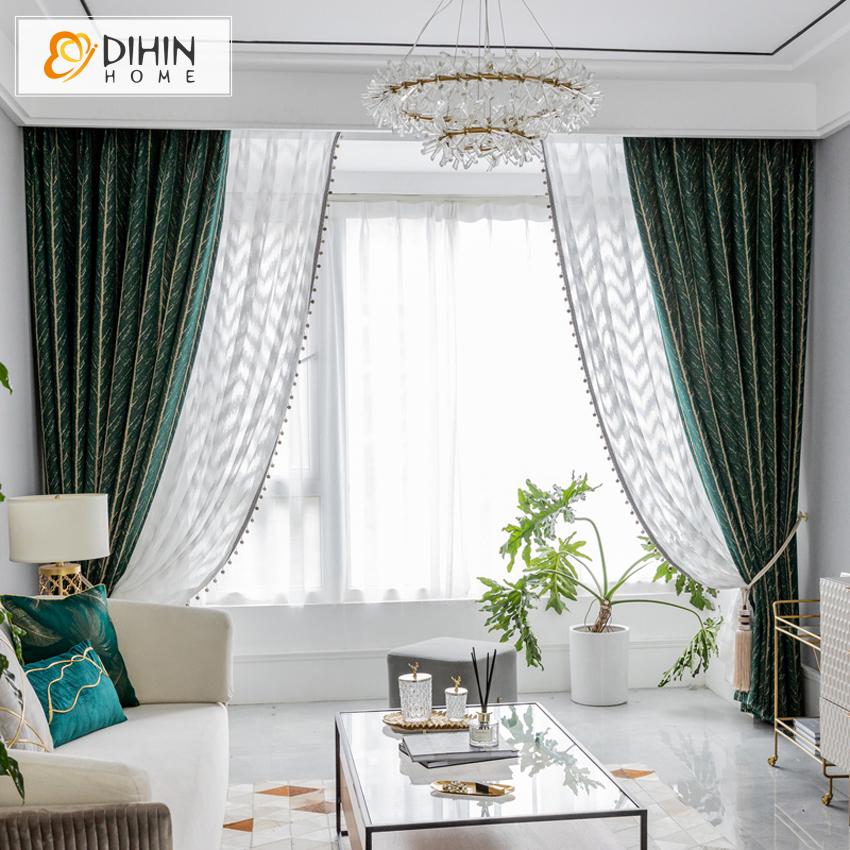 DIHIN HOME Retro Green Fish Bone Pattern Jacquard,Blackout Grommet Window Curtain for Living Room ,52x63-inch,1 Panel Roman Shades Curtains Window Blinds custom curtains blackout curtains curtains for living room sheer curtains curtain fabric linen curtains kitchen curtains velvet curtains pinch pleat curtains bay window curtains outdoor curtains pleated curtains floral curtains dining room curtains kitchen valances drapes for bedroom patio curtains nursery curtains grommet curtains