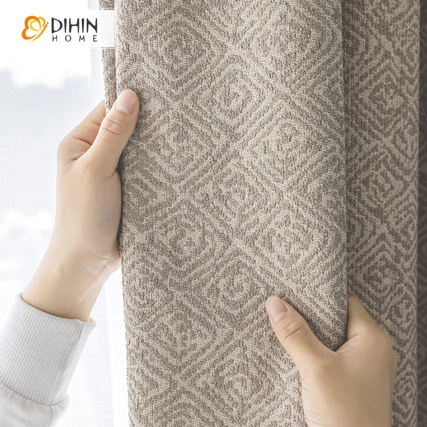DIHIN HOME Retro Luxury Geometric Jacquard,Blackout Grommet Window Curtain for Living Room ,52x63-inch,1 Panel Roman Shades Curtains Window Blinds custom curtains blackout curtains curtains for living room sheer curtains curtain fabric linen curtains kitchen curtains velvet curtains pinch pleat curtains bay window curtains outdoor curtains pleated curtains floral curtains dining room curtains kitchen valances drapes for bedroom patio curtains nursery curtains grommet curtains