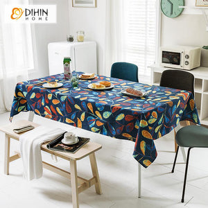 DIHIN HOME Retro Pastoral Blue Leaves Printed Tablecloth For Rectangle Tables,Custom Washed Linen Tablecloth,Handmade Rectangle Table Cover Roman Shades Curtains Window Blinds custom curtains blackout curtains curtains for living room sheer curtains curtain fabric linen curtains kitchen curtains velvet curtains pinch pleat curtains bay window curtains outdoor curtains pleated curtains floral curtains dining room curtains kitchen valances drapes for bedroom patio curtains nursery curtains grommet curtains