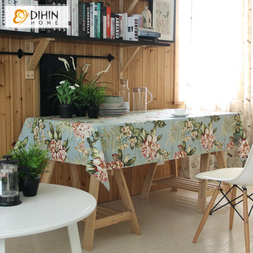 DIHIN HOME Retro Pastoral Floral Printed Tablecloth For Rectangle Tables,Custom Washed Linen Tablecloth,Handmade Rectangle Table Cover Roman Shades Curtains Window Blinds custom curtains blackout curtains curtains for living room sheer curtains curtain fabric linen curtains kitchen curtains velvet curtains pinch pleat curtains bay window curtains outdoor curtains pleated curtains floral curtains dining room curtains kitchen valances drapes for bedroom patio curtains nursery curtains grommet curtains