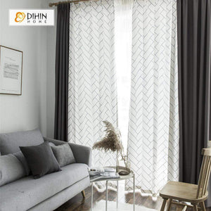 DIHIN HOME Simple Black Lines Printed，Blackout Grommet Window Curtain for Living Room ,52x63-inch,1 Panel Roman Shades Curtains Window Blinds custom curtains blackout curtains curtains for living room sheer curtains curtain fabric linen curtains kitchen curtains velvet curtains pinch pleat curtains bay window curtains outdoor curtains pleated curtains floral curtains dining room curtains kitchen valances drapes for bedroom patio curtains nursery curtains grommet curtains
