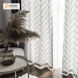DIHIN HOME Simple Black Lines Printed，Blackout Grommet Window Curtain for Living Room ,52x63-inch,1 Panel Roman Shades Curtains Window Blinds custom curtains blackout curtains curtains for living room sheer curtains curtain fabric linen curtains kitchen curtains velvet curtains pinch pleat curtains bay window curtains outdoor curtains pleated curtains floral curtains dining room curtains kitchen valances drapes for bedroom patio curtains nursery curtains grommet curtains