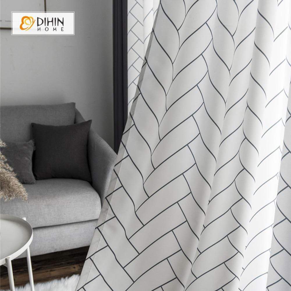 DIHIN HOME Simple Black Lines Printed，Blackout Grommet Window Curtain for Living Room ,52x63-inch,1 Panel Roman Shades Curtains Window Blinds custom curtains blackout curtains curtains for living room sheer curtains curtain fabric linen curtains kitchen curtains velvet curtains pinch pleat curtains bay window curtains outdoor curtains pleated curtains floral curtains dining room curtains kitchen valances drapes for bedroom patio curtains nursery curtains grommet curtains