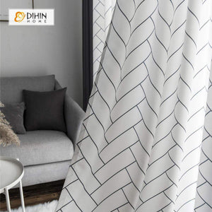 DIHIN HOME Simple Black Lines Printed，Blackout Grommet Window Curtain for Living Room ,52x63-inch,1 Panel Roman Shades Curtains Window Blinds custom curtains blackout curtains curtains for living room sheer curtains curtain fabric linen curtains kitchen curtains velvet curtains pinch pleat curtains bay window curtains outdoor curtains pleated curtains floral curtains dining room curtains kitchen valances drapes for bedroom patio curtains nursery curtains grommet curtains