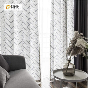 DIHIN HOME Simple Black Lines Printed，Blackout Grommet Window Curtain for Living Room ,52x63-inch,1 Panel Roman Shades Curtains Window Blinds custom curtains blackout curtains curtains for living room sheer curtains curtain fabric linen curtains kitchen curtains velvet curtains pinch pleat curtains bay window curtains outdoor curtains pleated curtains floral curtains dining room curtains kitchen valances drapes for bedroom patio curtains nursery curtains grommet curtains