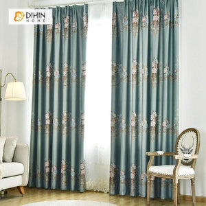 DIHIN HOME SImple Blue Flower Printed，Blackout Grommet Window Curtain for Living Room ,52x63-inch,1 Panel Roman Shades Curtains Window Blinds custom curtains blackout curtains curtains for living room sheer curtains curtain fabric linen curtains kitchen curtains velvet curtains pinch pleat curtains bay window curtains outdoor curtains pleated curtains floral curtains dining room curtains kitchen valances drapes for bedroom patio curtains nursery curtains grommet curtains