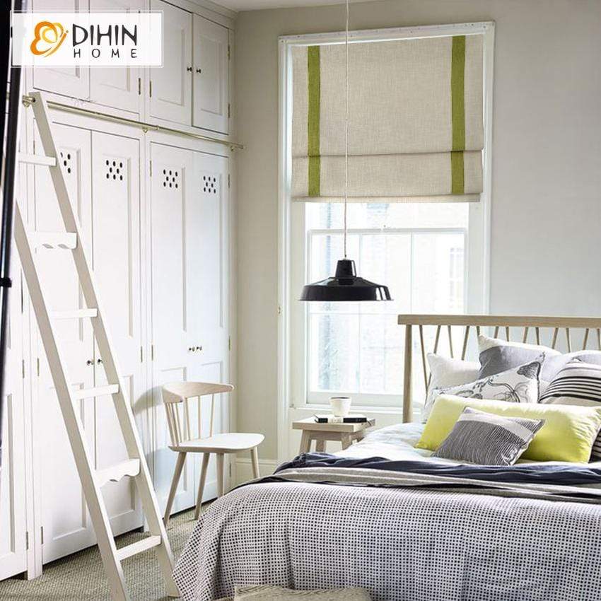 DIHIN HOME Simple Green Stripes Edge Printed Roman Shades ,Easy Install Washable Curtains ,Customized Window Curtain Drape, 24"W X 64" Roman Shades Curtains Window Blinds custom curtains blackout curtains curtains for living room sheer curtains curtain fabric linen curtains kitchen curtains velvet curtains pinch pleat curtains bay window curtains outdoor curtains pleated curtains floral curtains dining room curtains kitchen valances drapes for bedroom patio curtains nursery curtains grommet curtains