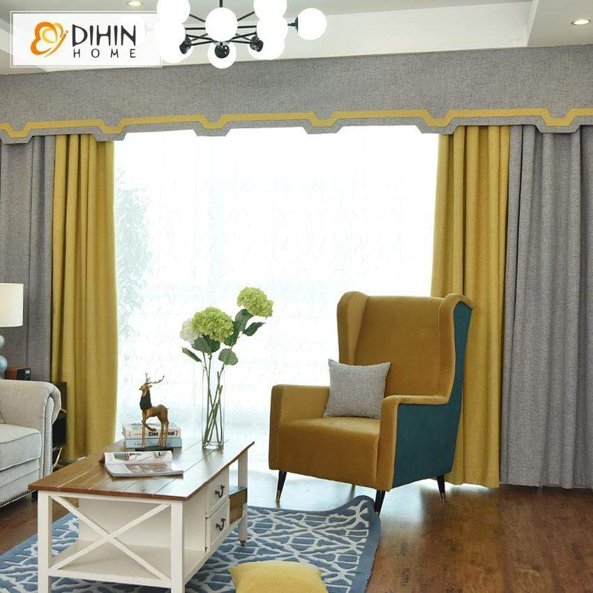 DIHIN HOME Simple Grey and Yellow Printed,Blackout Curtains Grommet Window Curtain for Living Room ,52x84-inch,1 Panel Roman Shades Curtains Window Blinds custom curtains blackout curtains curtains for living room sheer curtains curtain fabric linen curtains kitchen curtains velvet curtains pinch pleat curtains bay window curtains outdoor curtains pleated curtains floral curtains dining room curtains kitchen valances drapes for bedroom patio curtains nursery curtains grommet curtains