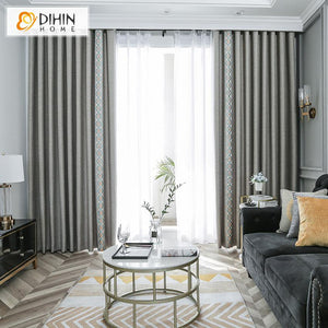 DIHIN HOME Simple Grey Color High Quality Blackout Curtains With Lace,Cotton Linen,Blackout Grommet Window Curtain for Living Room ,52x63-inch,1 Panel Roman Shades Window Curtains Curtains Window Blinds Curtains Drapes linen drapery curtains and drapes windows drapes custom curtains blackout curtains curtains for living room window shades sheer curtains curtain fabric window treatments custom drapery