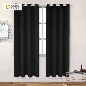 DIHIN HOME Simple Solid Black Printed，Blackout Grommet Window Curtain for Living Room ,52x63-inch,1 Panel Roman Shades Curtains Window Blinds custom curtains blackout curtains curtains for living room sheer curtains curtain fabric linen curtains kitchen curtains velvet curtains pinch pleat curtains bay window curtains outdoor curtains pleated curtains floral curtains dining room curtains kitchen valances drapes for bedroom patio curtains nursery curtains grommet curtains