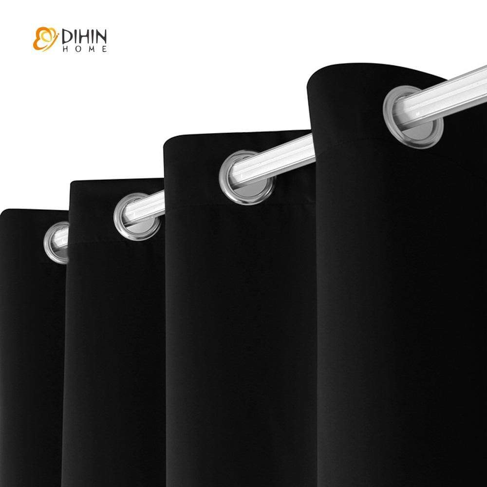 DIHIN HOME Simple Solid Black Printed，Blackout Grommet Window Curtain for Living Room ,52x63-inch,1 Panel Roman Shades Curtains Window Blinds custom curtains blackout curtains curtains for living room sheer curtains curtain fabric linen curtains kitchen curtains velvet curtains pinch pleat curtains bay window curtains outdoor curtains pleated curtains floral curtains dining room curtains kitchen valances drapes for bedroom patio curtains nursery curtains grommet curtains