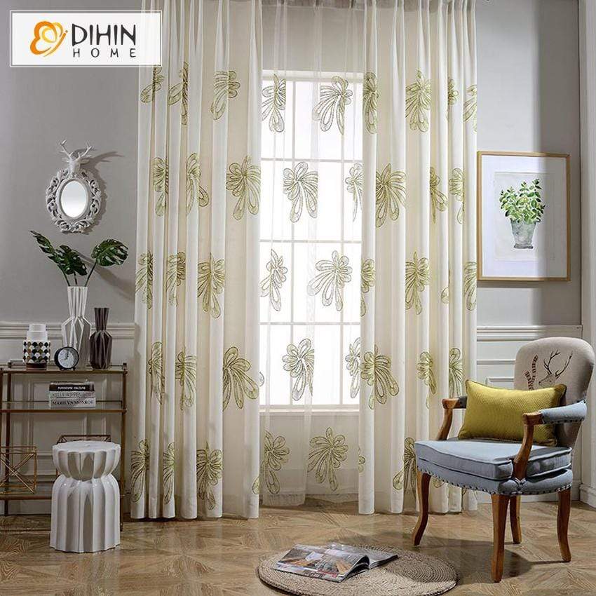 DIHIN HOME Simple Yellow Leaves Embroidered,Blackout Grommet Window Curtain for Living Room ,52x63-inch,1 Panel Roman Shades Curtains Window Blinds custom curtains blackout curtains curtains for living room sheer curtains curtain fabric linen curtains kitchen curtains velvet curtains pinch pleat curtains bay window curtains outdoor curtains pleated curtains floral curtains dining room curtains kitchen valances drapes for bedroom patio curtains nursery curtains grommet curtains