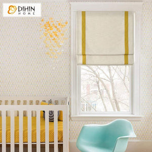 DIHIN HOME Simple Yellow Stripes Edge Printed Roman Shades ,Easy Install Washable Curtains ,Customized Window Curtain Drape, 24"W X 64" Roman Shades Curtains Window Blinds custom curtains blackout curtains curtains for living room sheer curtains curtain fabric linen curtains kitchen curtains velvet curtains pinch pleat curtains bay window curtains outdoor curtains pleated curtains floral curtains dining room curtains kitchen valances drapes for bedroom patio curtains nursery curtains grommet curtains