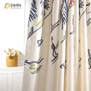 DIHIN HOME Snowboarder Embroidered,Blackout Grommet Window Curtain for Living Room,1 Panel Roman Shades Curtains Window Blinds custom curtains blackout curtains curtains for living room sheer curtains curtain fabric linen curtains kitchen curtains velvet curtains pinch pleat curtains bay window curtains outdoor curtains pleated curtains floral curtains dining room curtains kitchen valances drapes for bedroom patio curtains nursery curtains grommet curtains