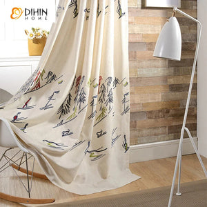 DIHIN HOME Snowboarder Embroidered,Blackout Grommet Window Curtain for Living Room,1 Panel Roman Shades Curtains Window Blinds custom curtains blackout curtains curtains for living room sheer curtains curtain fabric linen curtains kitchen curtains velvet curtains pinch pleat curtains bay window curtains outdoor curtains pleated curtains floral curtains dining room curtains kitchen valances drapes for bedroom patio curtains nursery curtains grommet curtains