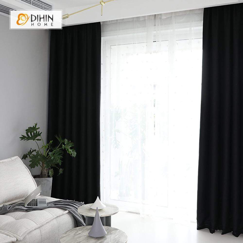 DIHIN HOME Solid Black Printed，Blackout Grommet Window Curtain for Living Room ,52x63-inch,1 Panel Roman Shades Curtains Window Blinds custom curtains blackout curtains curtains for living room sheer curtains curtain fabric linen curtains kitchen curtains velvet curtains pinch pleat curtains bay window curtains outdoor curtains pleated curtains floral curtains dining room curtains kitchen valances drapes for bedroom patio curtains nursery curtains grommet curtains
