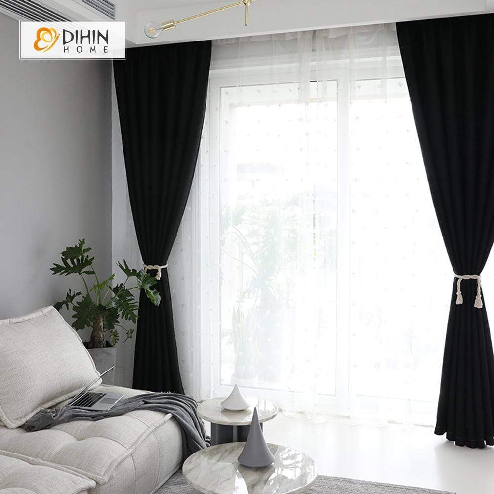 DIHIN HOME Solid Black Printed，Blackout Grommet Window Curtain for Living Room ,52x63-inch,1 Panel Roman Shades Curtains Window Blinds custom curtains blackout curtains curtains for living room sheer curtains curtain fabric linen curtains kitchen curtains velvet curtains pinch pleat curtains bay window curtains outdoor curtains pleated curtains floral curtains dining room curtains kitchen valances drapes for bedroom patio curtains nursery curtains grommet curtains