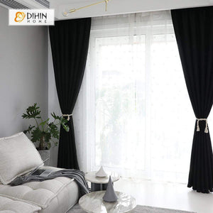 DIHIN HOME Solid Black Printed，Blackout Grommet Window Curtain for Living Room ,52x63-inch,1 Panel Roman Shades Curtains Window Blinds custom curtains blackout curtains curtains for living room sheer curtains curtain fabric linen curtains kitchen curtains velvet curtains pinch pleat curtains bay window curtains outdoor curtains pleated curtains floral curtains dining room curtains kitchen valances drapes for bedroom patio curtains nursery curtains grommet curtains