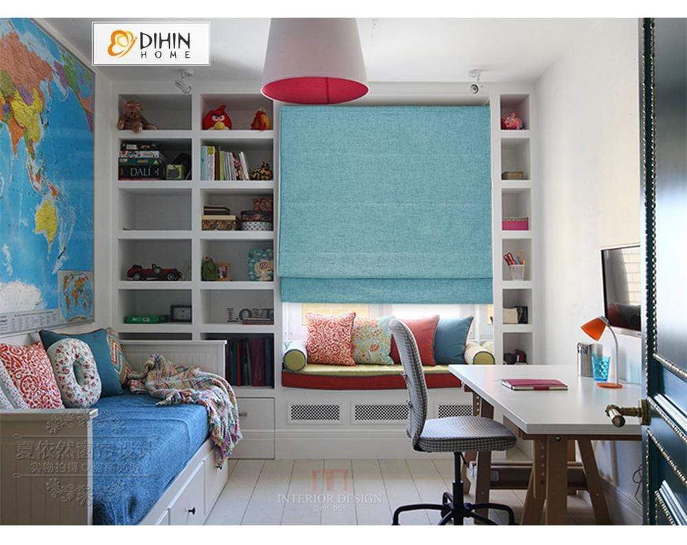 DIHIN HOME Solid Blue Printed Roman Shades ,Easy Install Washable Curtains ,Customized Window Curtain Drape, 24"W X 64"H Roman Shades Curtains Window Blinds custom curtains blackout curtains curtains for living room sheer curtains curtain fabric linen curtains kitchen curtains velvet curtains pinch pleat curtains bay window curtains outdoor curtains pleated curtains floral curtains dining room curtains kitchen valances drapes for bedroom patio curtains nursery curtains grommet curtains