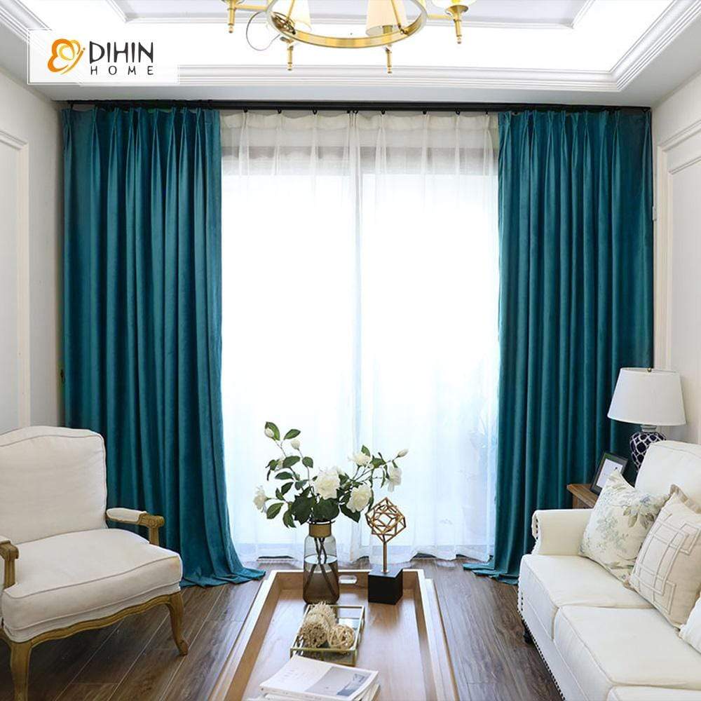 DIHIN HOME Solid Cyan Printed，Blackout Grommet Window Curtain for Living Room ,52x63-inch,1 Panel Roman Shades Curtains Window Blinds custom curtains blackout curtains curtains for living room sheer curtains curtain fabric linen curtains kitchen curtains velvet curtains pinch pleat curtains bay window curtains outdoor curtains pleated curtains floral curtains dining room curtains kitchen valances drapes for bedroom patio curtains nursery curtains grommet curtains