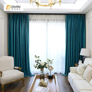 DIHIN HOME Solid Cyan Printed，Blackout Grommet Window Curtain for Living Room ,52x63-inch,1 Panel Roman Shades Curtains Window Blinds custom curtains blackout curtains curtains for living room sheer curtains curtain fabric linen curtains kitchen curtains velvet curtains pinch pleat curtains bay window curtains outdoor curtains pleated curtains floral curtains dining room curtains kitchen valances drapes for bedroom patio curtains nursery curtains grommet curtains