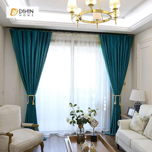 DIHIN HOME Solid Cyan Printed，Blackout Grommet Window Curtain for Living Room ,52x63-inch,1 Panel Roman Shades Curtains Window Blinds custom curtains blackout curtains curtains for living room sheer curtains curtain fabric linen curtains kitchen curtains velvet curtains pinch pleat curtains bay window curtains outdoor curtains pleated curtains floral curtains dining room curtains kitchen valances drapes for bedroom patio curtains nursery curtains grommet curtains