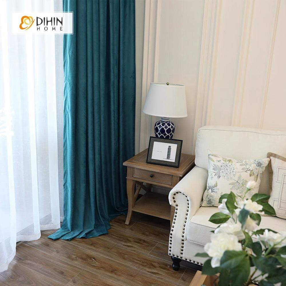 DIHIN HOME Solid Cyan Printed，Blackout Grommet Window Curtain for Living Room ,52x63-inch,1 Panel Roman Shades Curtains Window Blinds custom curtains blackout curtains curtains for living room sheer curtains curtain fabric linen curtains kitchen curtains velvet curtains pinch pleat curtains bay window curtains outdoor curtains pleated curtains floral curtains dining room curtains kitchen valances drapes for bedroom patio curtains nursery curtains grommet curtains