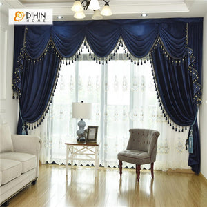 DIHIN HOME Solid Dark Blue and Decoration Embroidered Valance ,Blackout Curtains Grommet Window Curtain for Living Room ,52x84-inch,1 Panel Roman Shades Curtains Window Blinds custom curtains blackout curtains curtains for living room sheer curtains curtain fabric linen curtains kitchen curtains velvet curtains pinch pleat curtains bay window curtains outdoor curtains pleated curtains floral curtains dining room curtains kitchen valances drapes for bedroom patio curtains nursery curtains grommet curtains