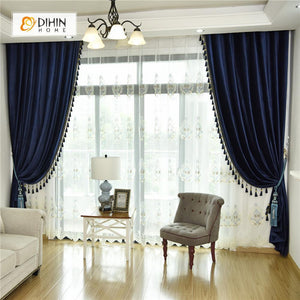 DIHIN HOME Solid Dark Blue and Decoration Embroidered Valance ,Blackout Curtains Grommet Window Curtain for Living Room ,52x84-inch,1 Panel Roman Shades Curtains Window Blinds custom curtains blackout curtains curtains for living room sheer curtains curtain fabric linen curtains kitchen curtains velvet curtains pinch pleat curtains bay window curtains outdoor curtains pleated curtains floral curtains dining room curtains kitchen valances drapes for bedroom patio curtains nursery curtains grommet curtains