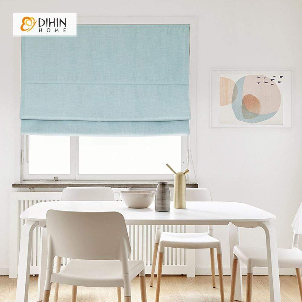 DIHIN HOME Solid Light Blue Printed Roman Shades ,Easy Install Washable Curtains ,Customized Window Curtain Drape, 24"W X 64"H Roman Shades Curtains Window Blinds custom curtains blackout curtains curtains for living room sheer curtains curtain fabric linen curtains kitchen curtains velvet curtains pinch pleat curtains bay window curtains outdoor curtains pleated curtains floral curtains dining room curtains kitchen valances drapes for bedroom patio curtains nursery curtains grommet curtains