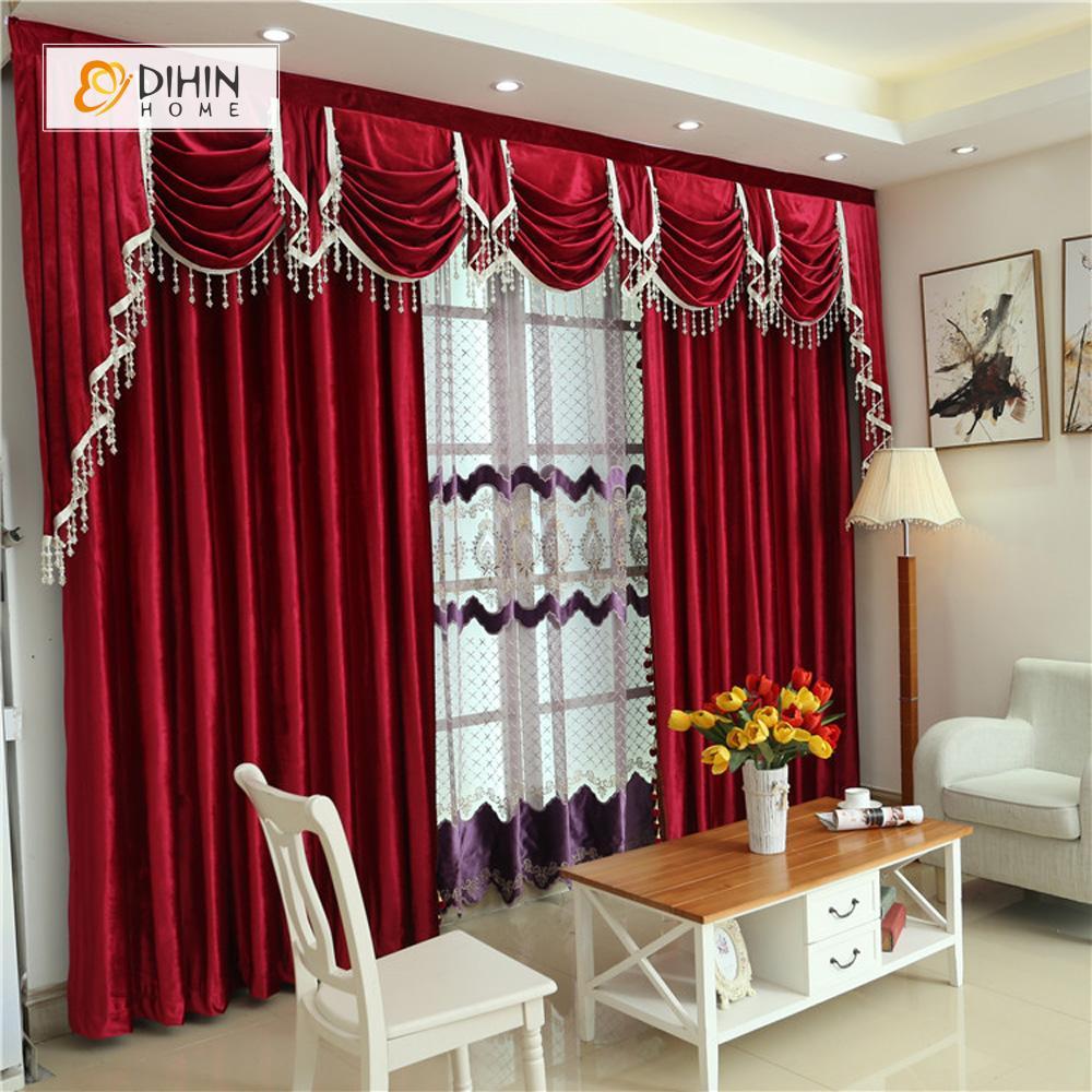 DIHIN HOME Solid Red and Decoration Embroidered Valance ,Blackout Curtains Grommet Window Curtain for Living Room ,52x84-inch,1 Panel Roman Shades Curtains Window Blinds custom curtains blackout curtains curtains for living room sheer curtains curtain fabric linen curtains kitchen curtains velvet curtains pinch pleat curtains bay window curtains outdoor curtains pleated curtains floral curtains dining room curtains kitchen valances drapes for bedroom patio curtains nursery curtains grommet curtains
