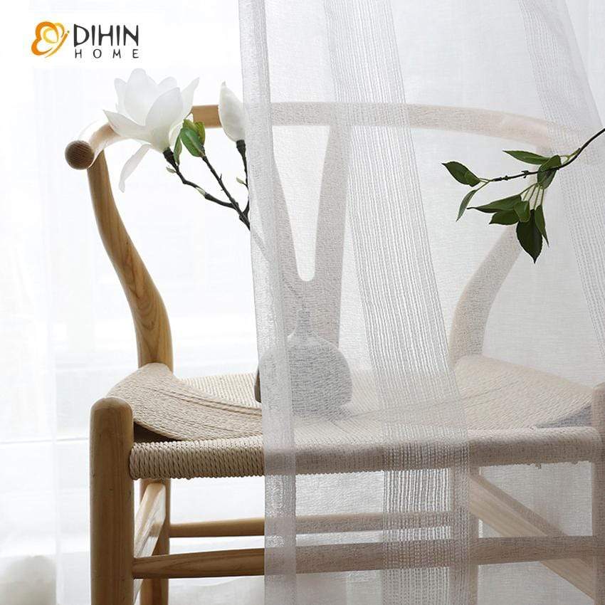 DIHIN HOME Solid White Lines Embroidered Sheer Curtain,Blackout Grommet Window Curtain for Living Room ,52x63-inch,1 Panel Roman Shades Curtains Window Blinds custom curtains blackout curtains curtains for living room sheer curtains curtain fabric linen curtains kitchen curtains velvet curtains pinch pleat curtains bay window curtains outdoor curtains pleated curtains floral curtains dining room curtains kitchen valances drapes for bedroom patio curtains nursery curtains grommet curtains