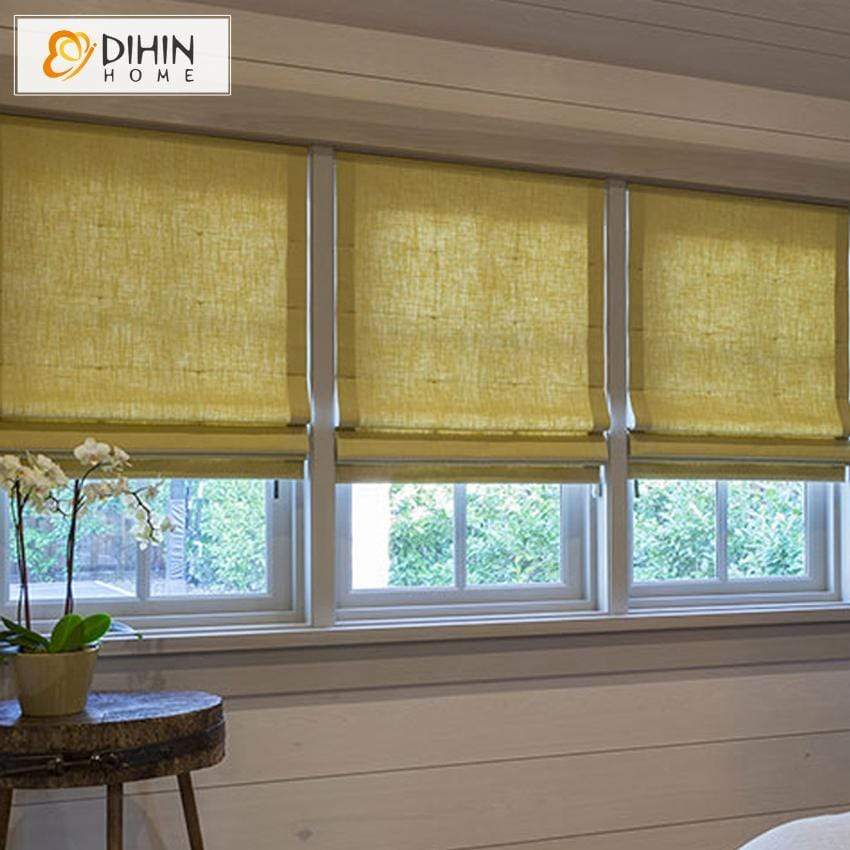 DIHIN HOME Solid Yellow Printed Roman Shades ,Easy Install Washable Curtains ,Customized Window Curtain Drape, 24"W X 64" Roman Shades Curtains Window Blinds custom curtains blackout curtains curtains for living room sheer curtains curtain fabric linen curtains kitchen curtains velvet curtains pinch pleat curtains bay window curtains outdoor curtains pleated curtains floral curtains dining room curtains kitchen valances drapes for bedroom patio curtains nursery curtains grommet curtains