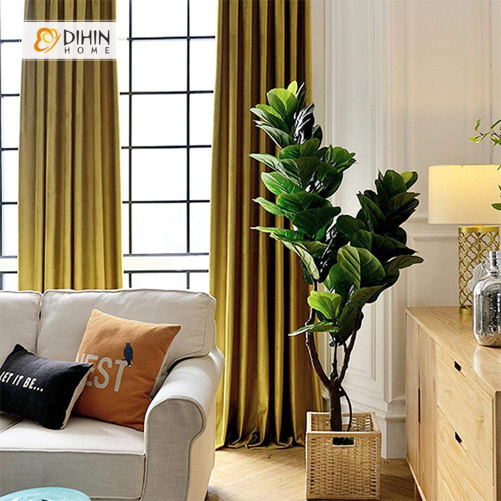 DIHIN HOME Solid Yellow Velvet,Blackout Curtains Grommet Window Curtain for Living Room ,52x84-inch,1 Panel Roman Shades Curtains Window Blinds custom curtains blackout curtains curtains for living room sheer curtains curtain fabric linen curtains kitchen curtains velvet curtains pinch pleat curtains bay window curtains outdoor curtains pleated curtains floral curtains dining room curtains kitchen valances drapes for bedroom patio curtains nursery curtains grommet curtains