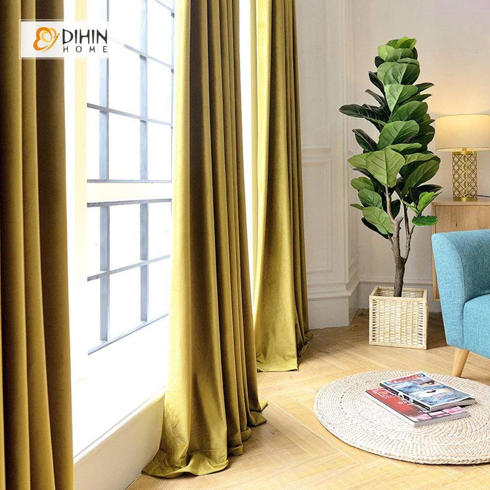 DIHIN HOME Solid Yellow Velvet,Blackout Curtains Grommet Window Curtain for Living Room ,52x84-inch,1 Panel Roman Shades Curtains Window Blinds custom curtains blackout curtains curtains for living room sheer curtains curtain fabric linen curtains kitchen curtains velvet curtains pinch pleat curtains bay window curtains outdoor curtains pleated curtains floral curtains dining room curtains kitchen valances drapes for bedroom patio curtains nursery curtains grommet curtains