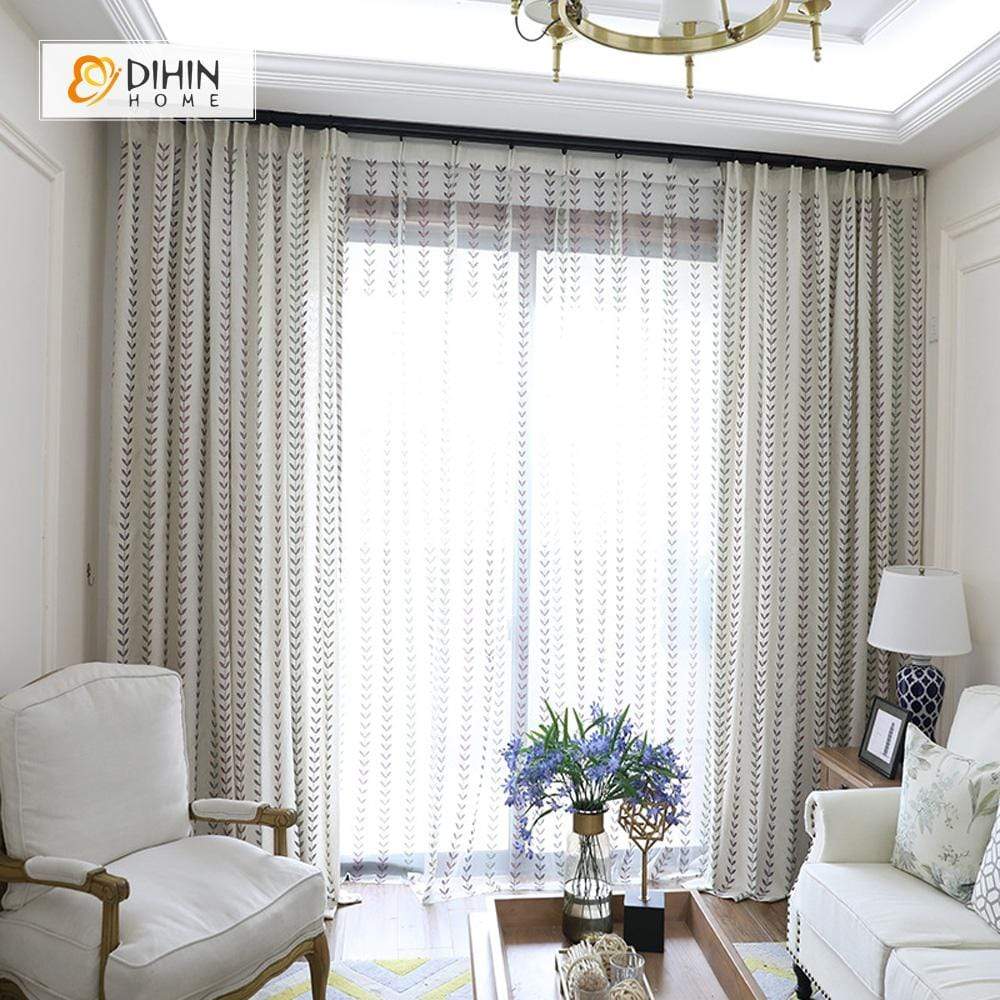 DIHIN HOME Straight-Line Leaves Embroidered，Blackout Grommet Window Curtain for Living Room ,52x63-inch,1 Panel Roman Shades Curtains Window Blinds custom curtains blackout curtains curtains for living room sheer curtains curtain fabric linen curtains kitchen curtains velvet curtains pinch pleat curtains bay window curtains outdoor curtains pleated curtains floral curtains dining room curtains kitchen valances drapes for bedroom patio curtains nursery curtains grommet curtains