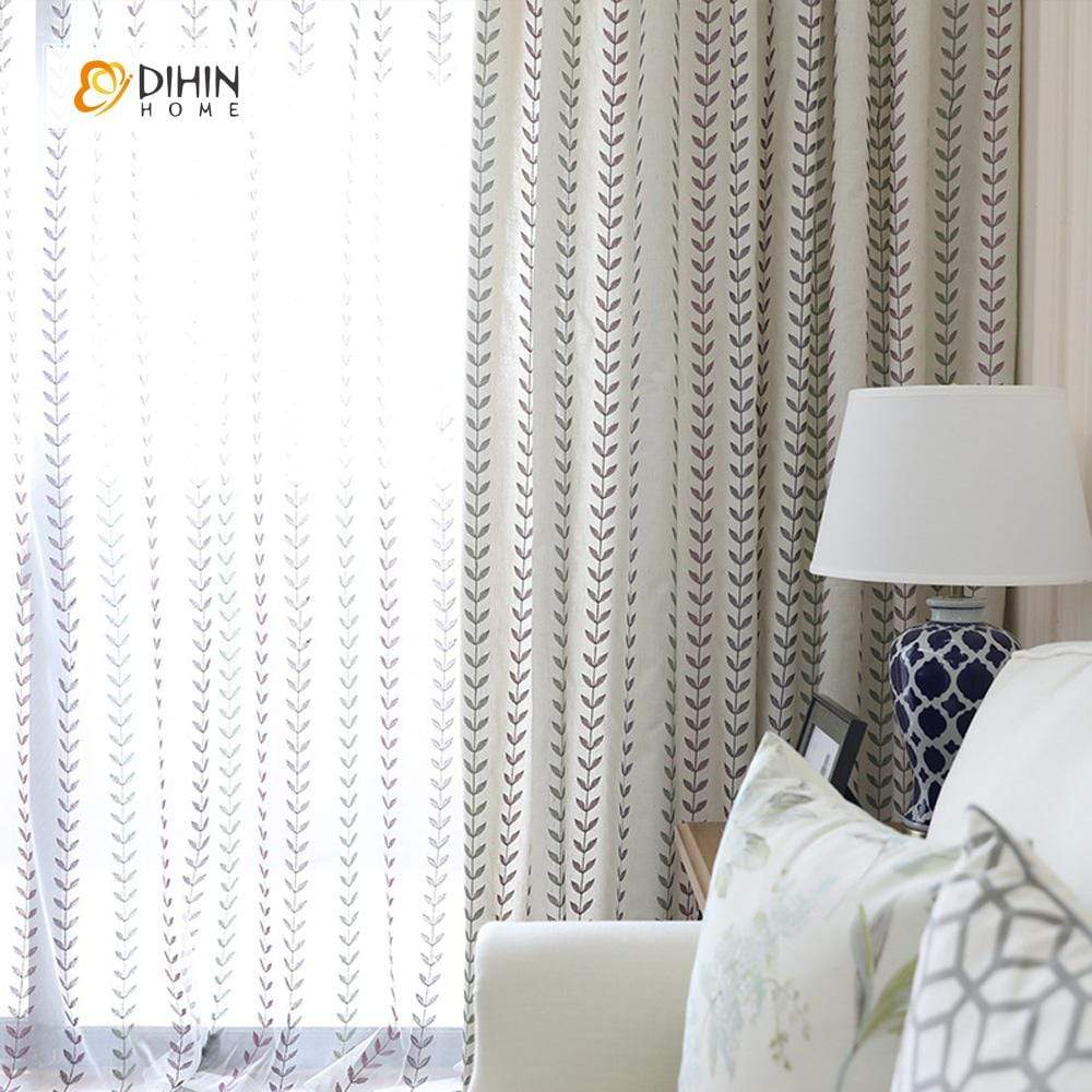 DIHIN HOME Straight-Line Leaves Embroidered，Blackout Grommet Window Curtain for Living Room ,52x63-inch,1 Panel Roman Shades Curtains Window Blinds custom curtains blackout curtains curtains for living room sheer curtains curtain fabric linen curtains kitchen curtains velvet curtains pinch pleat curtains bay window curtains outdoor curtains pleated curtains floral curtains dining room curtains kitchen valances drapes for bedroom patio curtains nursery curtains grommet curtains