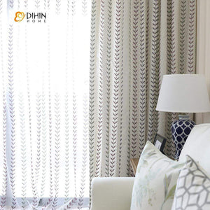 DIHIN HOME Straight-Line Leaves Embroidered，Blackout Grommet Window Curtain for Living Room ,52x63-inch,1 Panel Roman Shades Curtains Window Blinds custom curtains blackout curtains curtains for living room sheer curtains curtain fabric linen curtains kitchen curtains velvet curtains pinch pleat curtains bay window curtains outdoor curtains pleated curtains floral curtains dining room curtains kitchen valances drapes for bedroom patio curtains nursery curtains grommet curtains