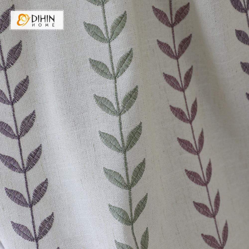 DIHIN HOME Straight-Line Leaves Embroidered，Blackout Grommet Window Curtain for Living Room ,52x63-inch,1 Panel Roman Shades Curtains Window Blinds custom curtains blackout curtains curtains for living room sheer curtains curtain fabric linen curtains kitchen curtains velvet curtains pinch pleat curtains bay window curtains outdoor curtains pleated curtains floral curtains dining room curtains kitchen valances drapes for bedroom patio curtains nursery curtains grommet curtains
