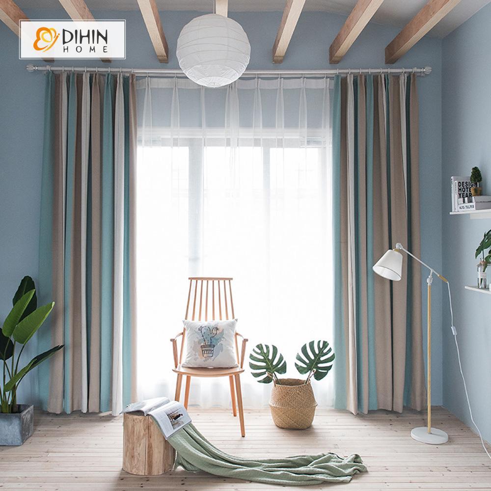 DIHIN HOME Stripe Colors Printed ,Cotton Linen ,Blackout Grommet Window Curtain for Living Room ,52x63-inch,1 Panel Roman Shades Curtains Window Blinds custom curtains blackout curtains curtains for living room sheer curtains curtain fabric linen curtains kitchen curtains velvet curtains pinch pleat curtains bay window curtains outdoor curtains pleated curtains floral curtains dining room curtains kitchen valances drapes for bedroom patio curtains nursery curtains grommet curtains