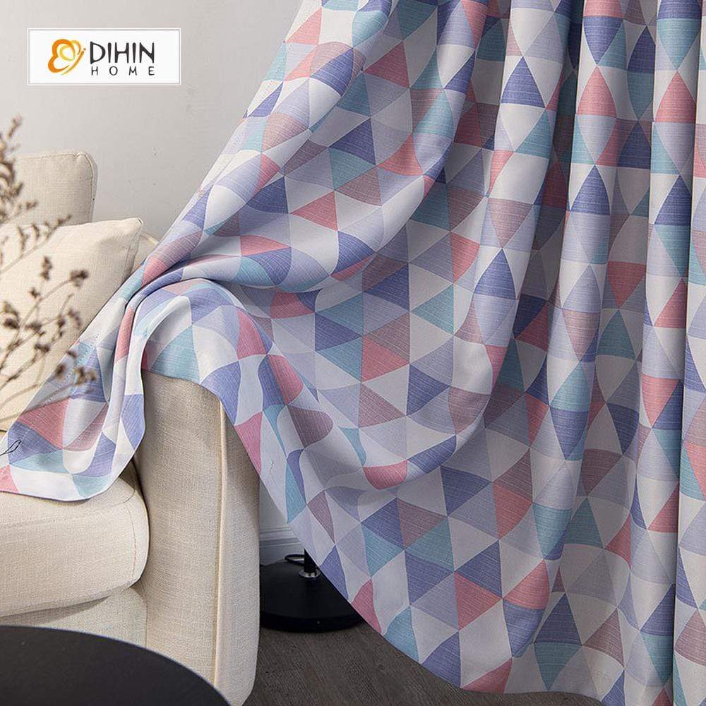 DIHIN HOME Triangle Blue Printed，Blackout Grommet Window Curtain for Living Room ,52x63-inch,1 Panel Roman Shades Curtains Window Blinds custom curtains blackout curtains curtains for living room sheer curtains curtain fabric linen curtains kitchen curtains velvet curtains pinch pleat curtains bay window curtains outdoor curtains pleated curtains floral curtains dining room curtains kitchen valances drapes for bedroom patio curtains nursery curtains grommet curtains
