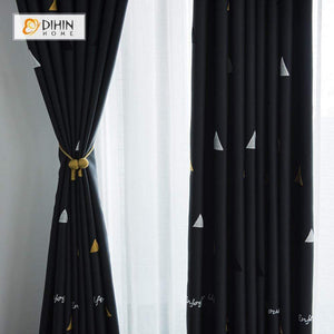 DIHIN HOME Triangle Embroidered，Blackout Grommet Window Curtain for Living Room ,52x63-inch,1 Panel Roman Shades Curtains Window Blinds custom curtains blackout curtains curtains for living room sheer curtains curtain fabric linen curtains kitchen curtains velvet curtains pinch pleat curtains bay window curtains outdoor curtains pleated curtains floral curtains dining room curtains kitchen valances drapes for bedroom patio curtains nursery curtains grommet curtains