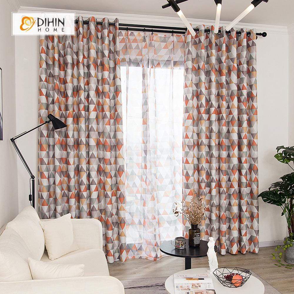 DIHIN HOME Triangle Red Printed，Blackout Grommet Window Curtain for Living Room ,52x63-inch,1 Panel Roman Shades Curtains Window Blinds custom curtains blackout curtains curtains for living room sheer curtains curtain fabric linen curtains kitchen curtains velvet curtains pinch pleat curtains bay window curtains outdoor curtains pleated curtains floral curtains dining room curtains kitchen valances drapes for bedroom patio curtains nursery curtains grommet curtains