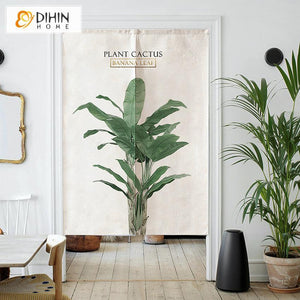 DIHIN HOME Tropical Banana Leaf Printed Japanese Noren Doorway Curtain Tapestry,Cotton Linen,Door Way Curtain Door Hanging Tapestry,33.5''Wx59''L,1 Panel Roman Shades Window Curtains Curtains Window Blinds Curtains Drapes linen drapery curtains and drapes windows drapes custom curtains blackout curtains curtains for living room window shades sheer curtains curtain fabric window treatments custom drapery