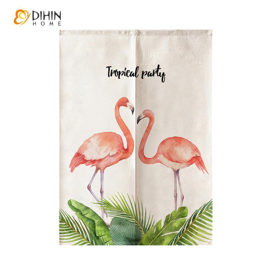 DIHIN HOME Tropical Flamingo Printed Japanese Noren Doorway Curtain Tapestry,Cotton Linen,Door Way Curtain Door Hanging Tapestry,33.5''Wx59''L,1 Panel Roman Shades Window Curtains Curtains Window Blinds Curtains Drapes linen drapery curtains and drapes windows drapes custom curtains blackout curtains curtains for living room window shades sheer curtains curtain fabric window treatments custom drapery