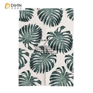 DIHIN HOME Tropical Green Leaves Printed Japanese Noren Doorway Curtain Tapestry,Cotton Linen,Door Way Curtain Door Hanging Tapestry,33.5''Wx59''L,1 Panel Roman Shades Window Curtains Curtains Window Blinds Curtains Drapes linen drapery curtains and drapes windows drapes custom curtains blackout curtains curtains for living room window shades sheer curtains curtain fabric window treatments custom drapery