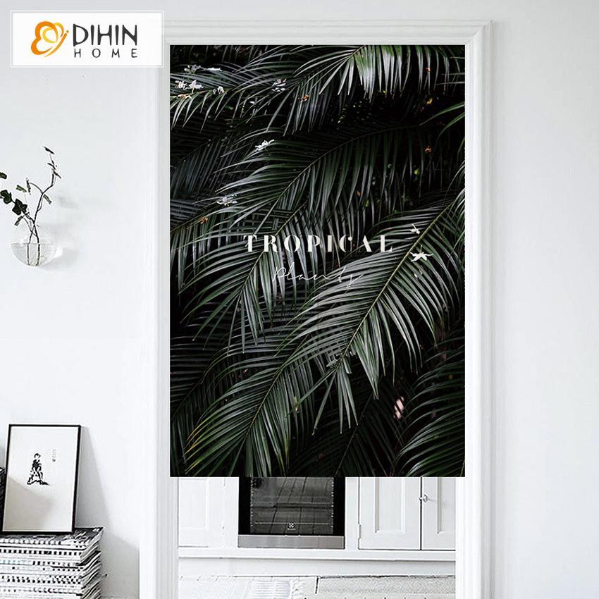 DIHIN HOME Tropical Leaves Printed Japanese Noren Doorway Curtain Tapestry,Cotton Linen,Door Way Curtain Door Hanging Tapestry,33.5''Wx59''L,1 Panel Roman Shades Window Curtains Curtains Window Blinds Curtains Drapes linen drapery curtains and drapes windows drapes custom curtains blackout curtains curtains for living room window shades sheer curtains curtain fabric window treatments custom drapery