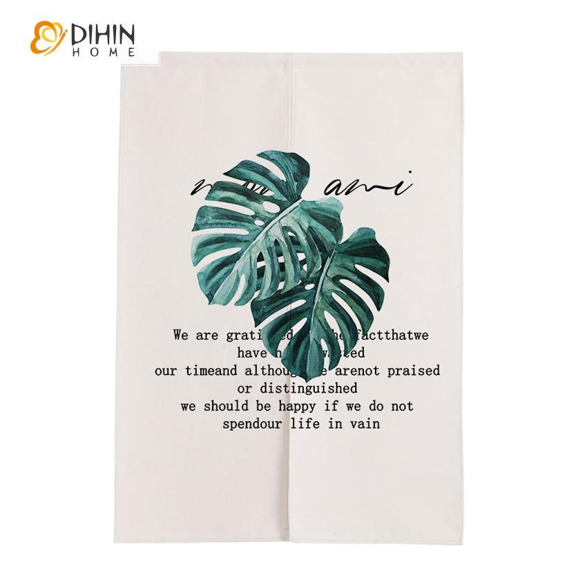 DIHIN HOME Tropical Leaves Printed Japanese Noren Doorway Curtain Tapestry,Cotton Linen,Door Way Curtain Door Hanging Tapestry,33.5''Wx59''L,1 Panel Roman Shades Window Curtains Curtains Window Blinds Curtains Drapes linen drapery curtains and drapes windows drapes custom curtains blackout curtains curtains for living room window shades sheer curtains curtain fabric window treatments custom drapery